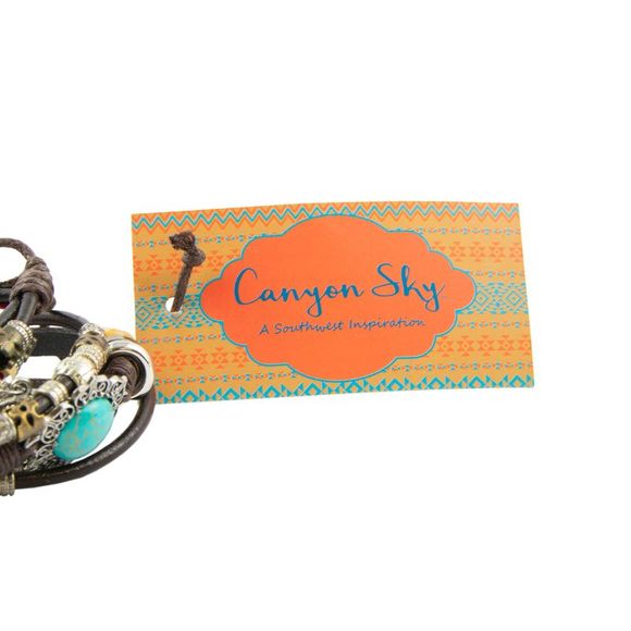 Canyon Sky Turquoise and Howlite Leather Strand Adjustable 2 PC Bracelet Set - Picture 7 of 7